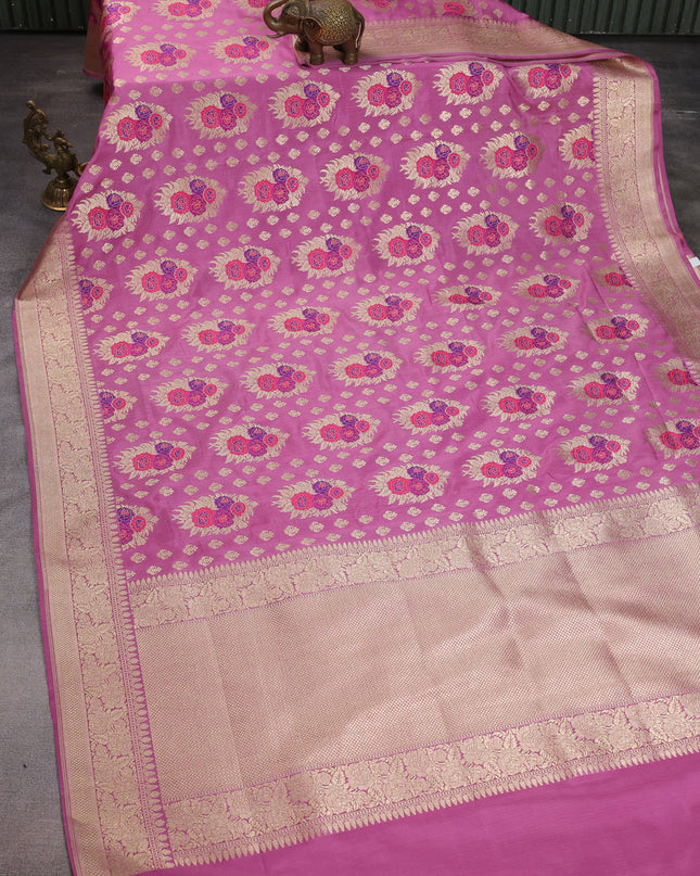 Mauve Pink Banarasi Silk Saree