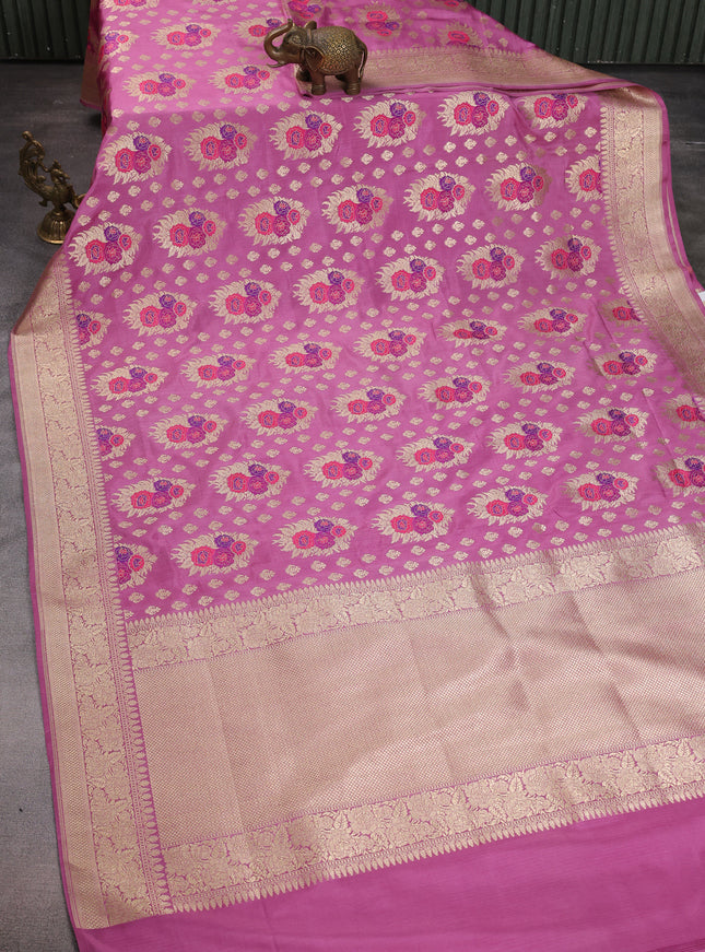 Mauve Pink Banarasi Silk Saree
