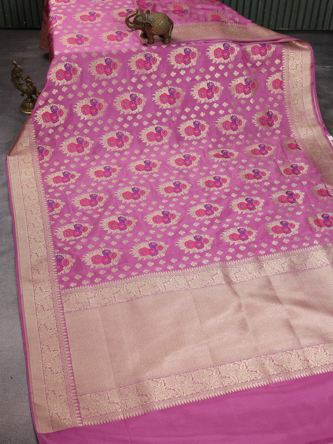 Mauve Pink Banarasi Silk Saree