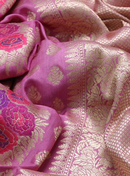 Mauve Pink Banarasi Silk Saree