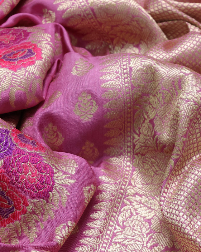 Mauve Pink Banarasi Silk Saree