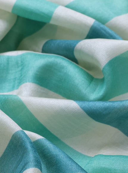 Off White -Green Tussar Silk Saree