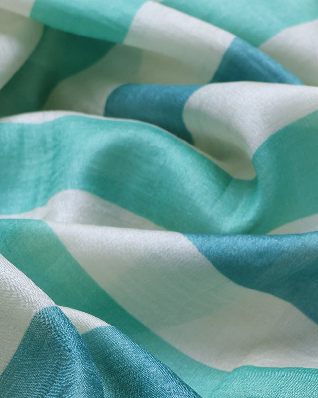 Off White -Green Tussar Silk Saree