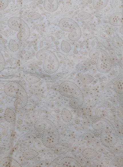Off White -Green Tussar Silk Saree