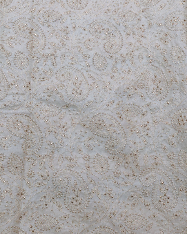 Off White -Green Tussar Silk Saree