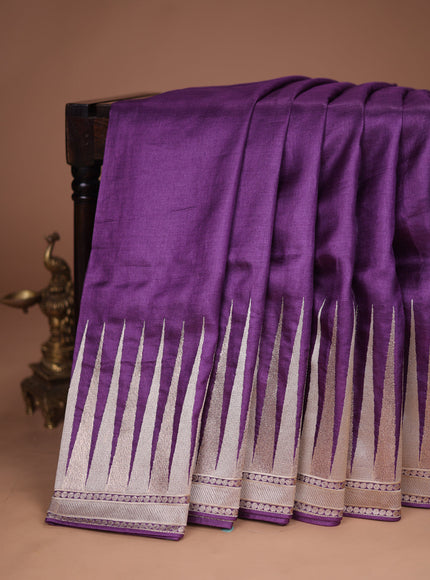 Purple Tussar Silk Saree