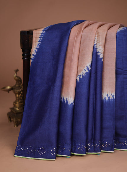 Dark Blue Tussar Silk Saree