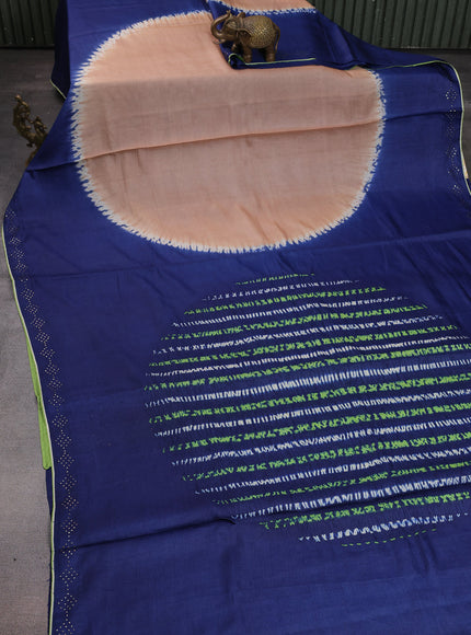 Dark Blue Tussar Silk Saree