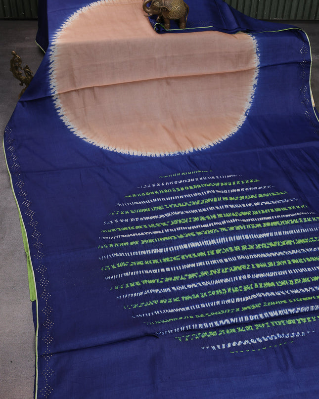 Dark Blue Tussar Silk Saree