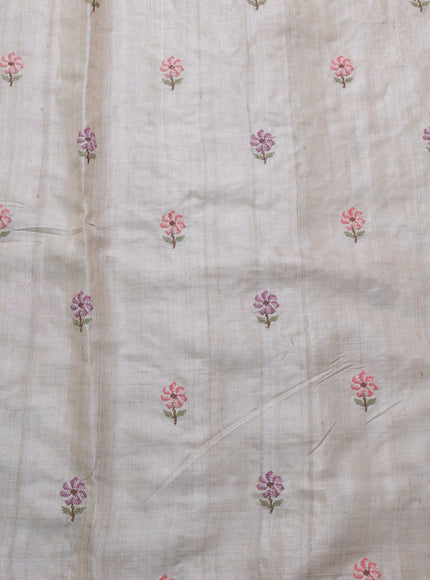 Beige Tussar Silk Saree