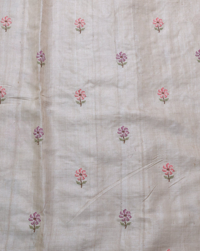 Beige Tussar Silk Saree