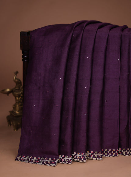 Wine Tussar Silk Saree