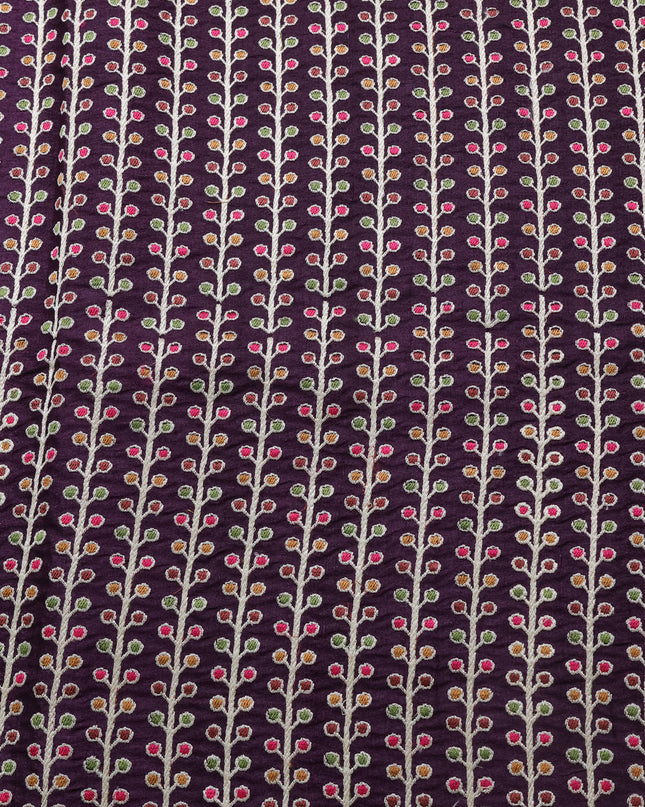 Wine Tussar Silk Saree