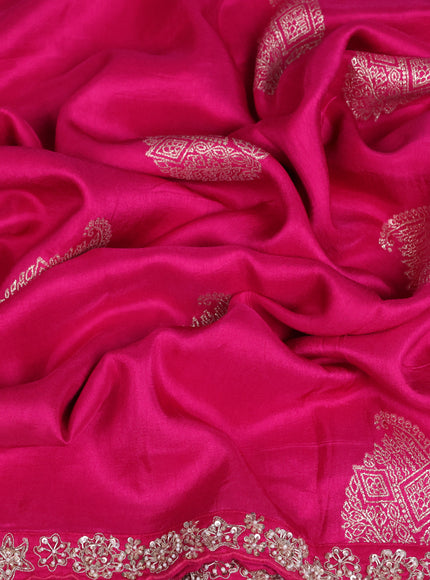 Pink Banarasi Silk Saree With Embroidered Readymade Blouse