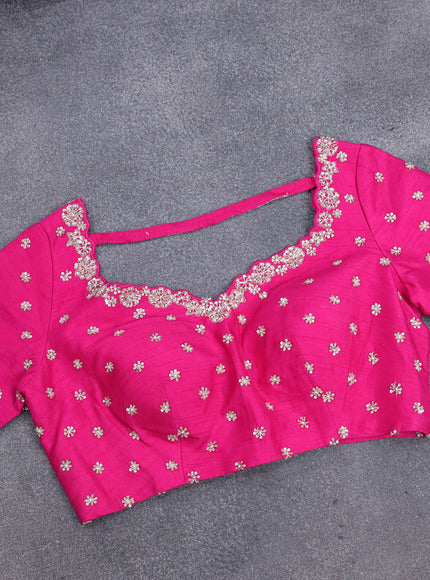 Pink Banarasi Silk Saree With Embroidered Readymade Blouse