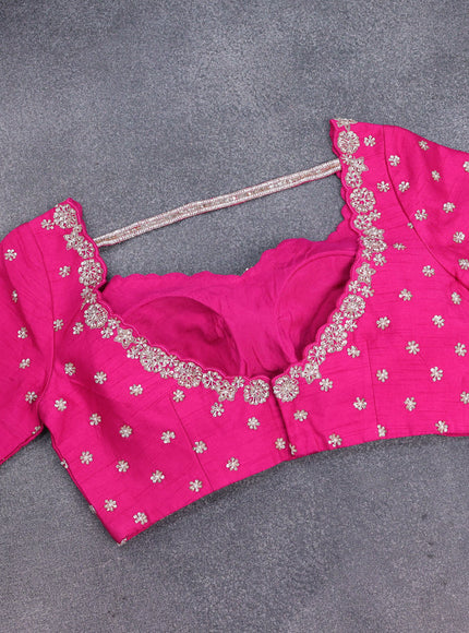 Pink Banarasi Silk Saree With Embroidered Readymade Blouse