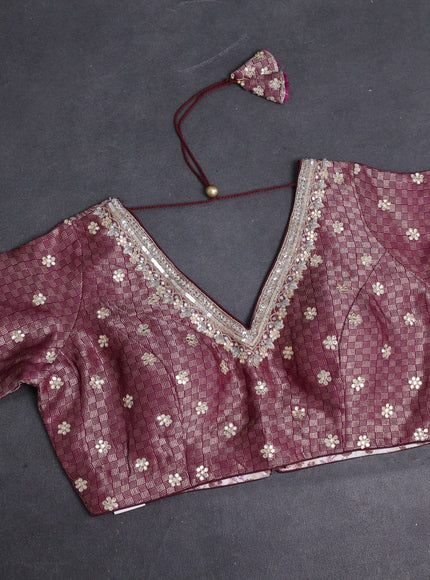 Purple Banarasi Silk Saree With Embroidered Readymade Blouse