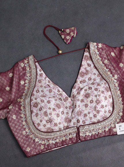 Purple Banarasi Silk Saree With Embroidered Readymade Blouse