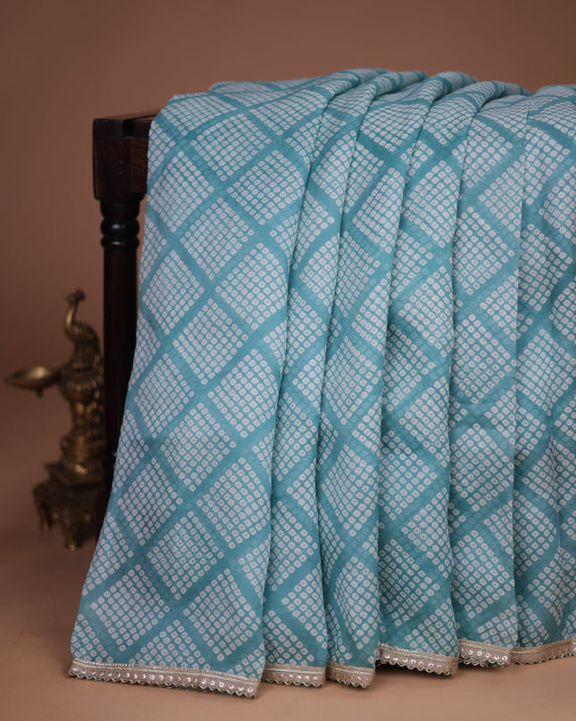 Light Blue Tussar Silk Saree With Embroidered Readymade Blouse