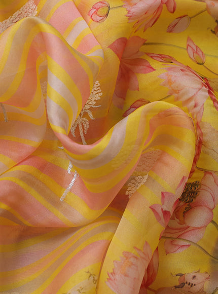Yellow Organza Silk Saree