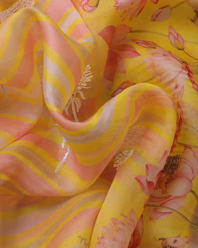 Yellow Organza Silk Saree