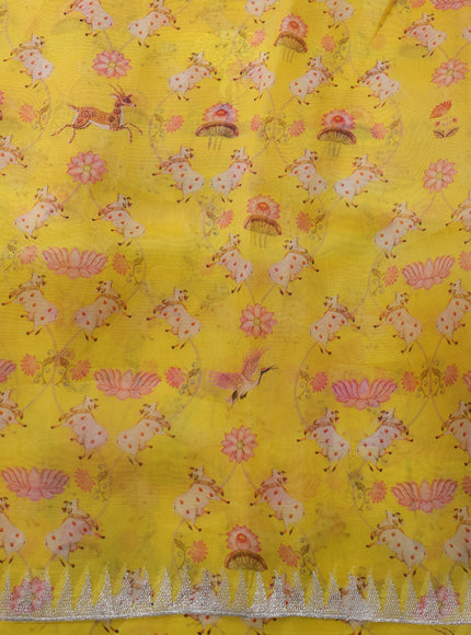 Yellow Organza Silk Saree