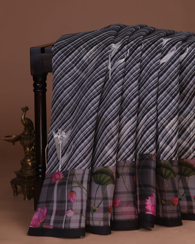 Black Organza Silk Saree