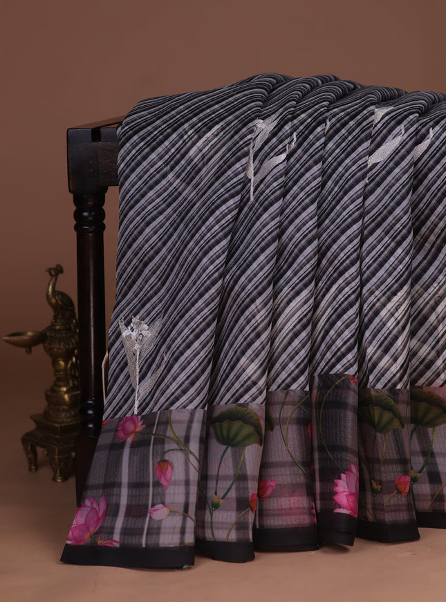 Black Organza Silk Saree