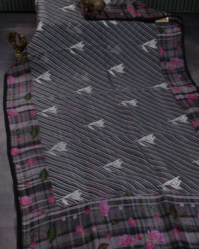 Black Organza Silk Saree