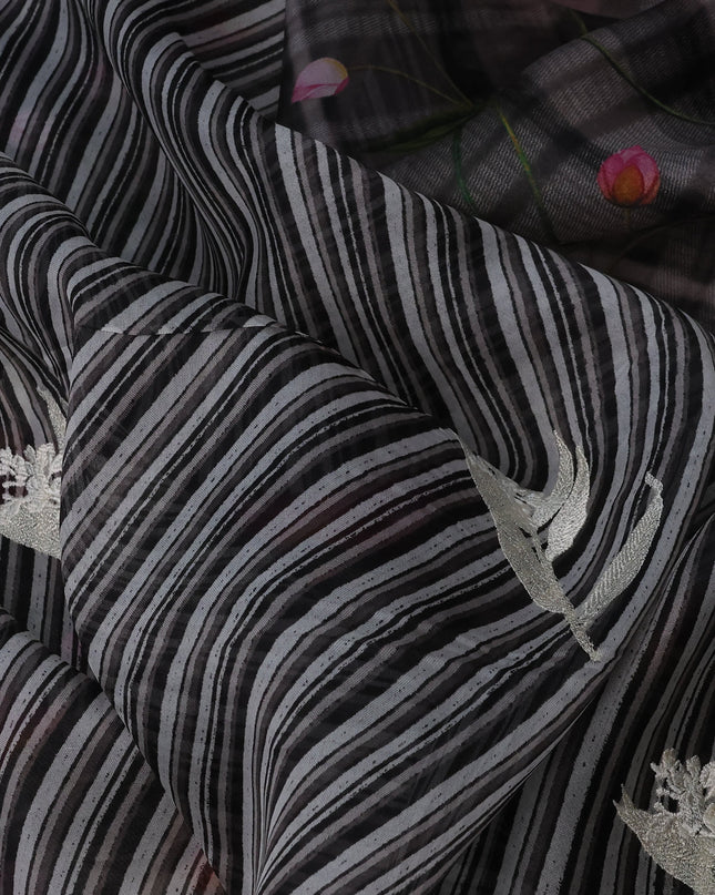 Black Organza Silk Saree