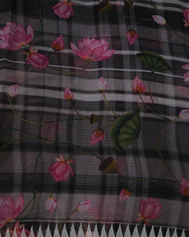 Black Organza Silk Saree
