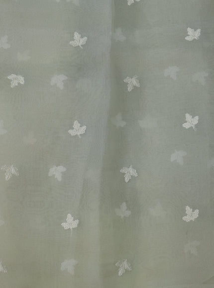 Elaichi Green - Cream Organza Silk Saree