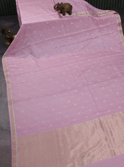 Baby Pink - Red Banarasi Mushru Silk Saree