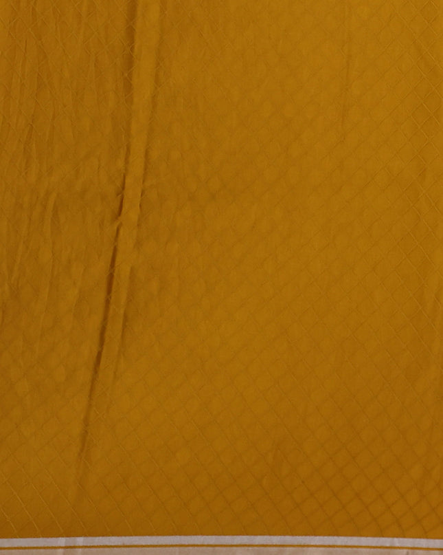 Beige - Mustard Yellow Banarasi Mushru Silk Saree