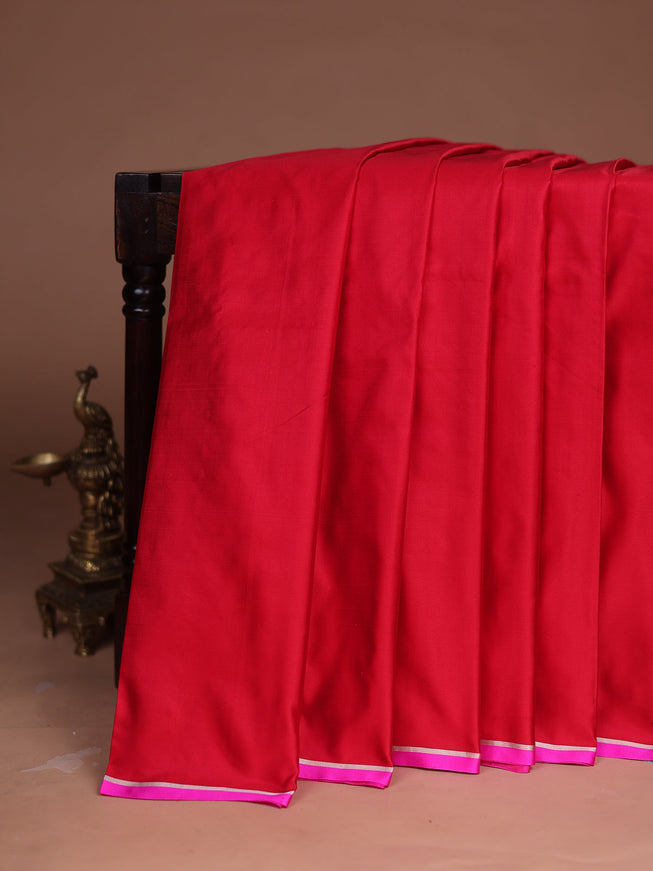 Red - Pink Banarasi Mushru Silk Saree
