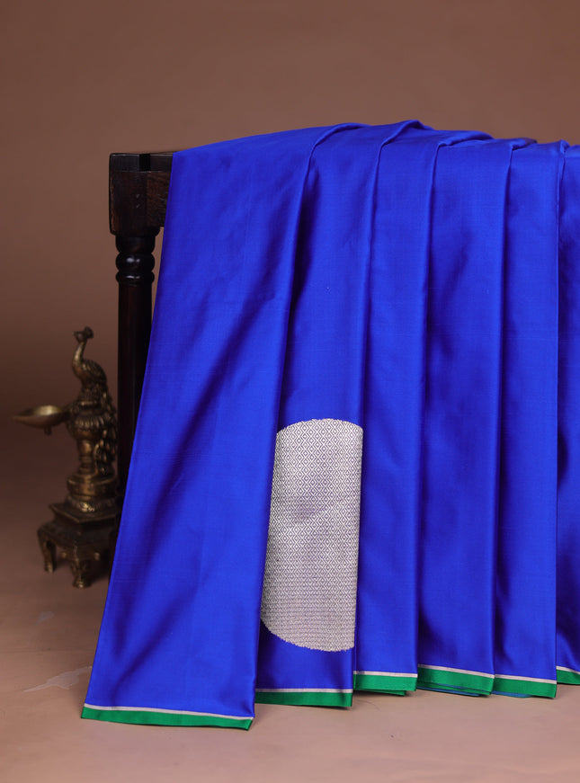 Royal Blue - Green Banarasi Mushru Silk Saree