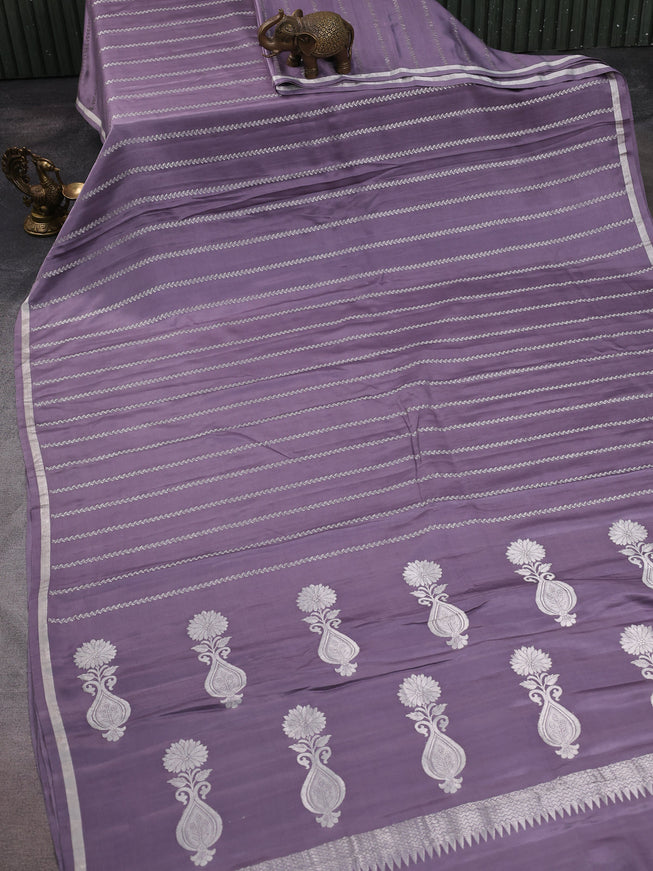 Pastel Lavender Banarasi Mushru Silk Saree