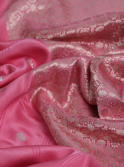 Peach Pink Banarasi Mushru Silk Saree