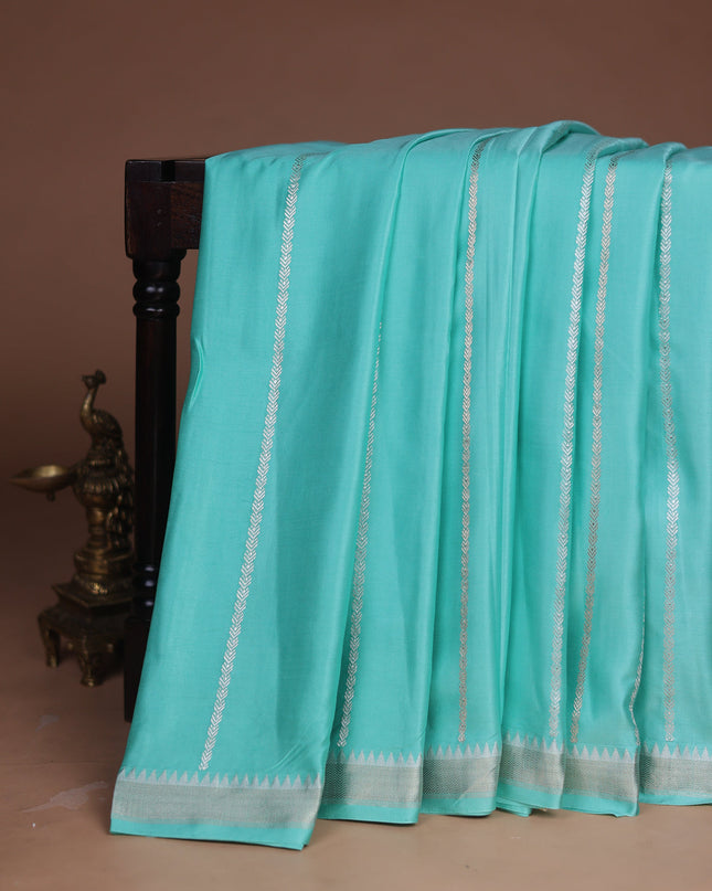 Teal Banarasi Mushru Silk Saree