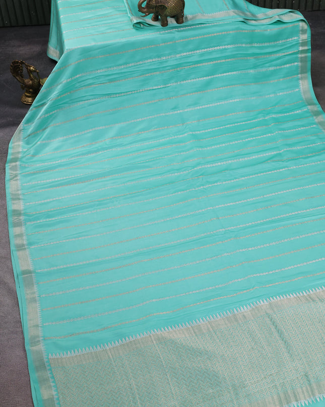 Teal Banarasi Mushru Silk Saree