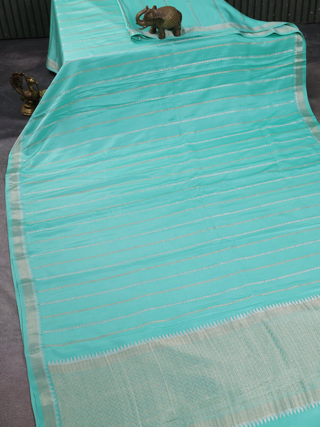 Teal Banarasi Mushru Silk Saree
