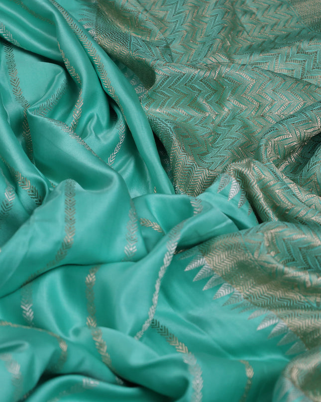 Teal Banarasi Mushru Silk Saree