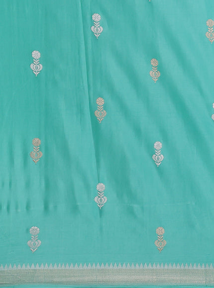 Teal Banarasi Mushru Silk Saree