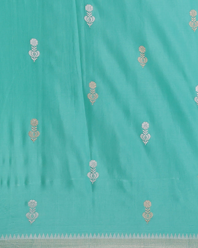 Teal Banarasi Mushru Silk Saree