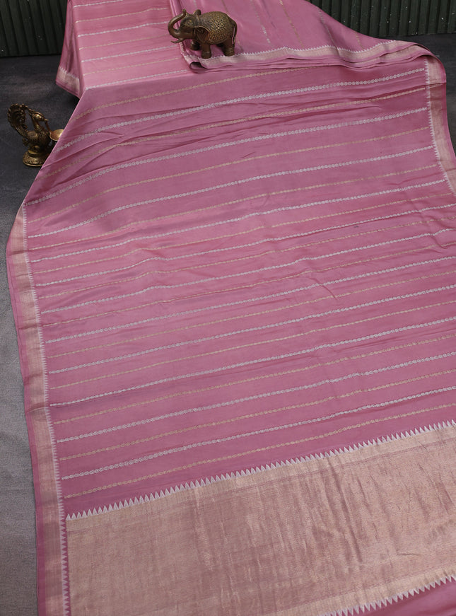 Pastel Pink Banarasi Mushru Silk Saree