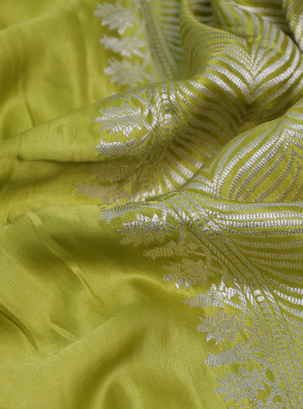 Lime Green Banarasi Mushru Silk Saree