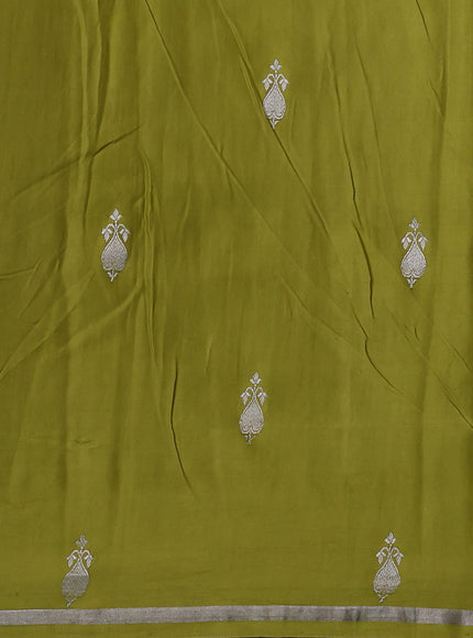 Lime Green Banarasi Mushru Silk Saree