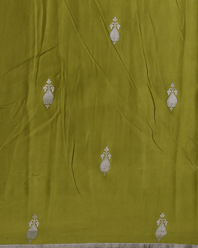 Lime Green Banarasi Mushru Silk Saree