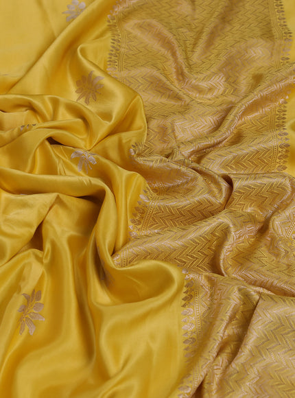 Yellow Banarasi Mushru Silk Saree