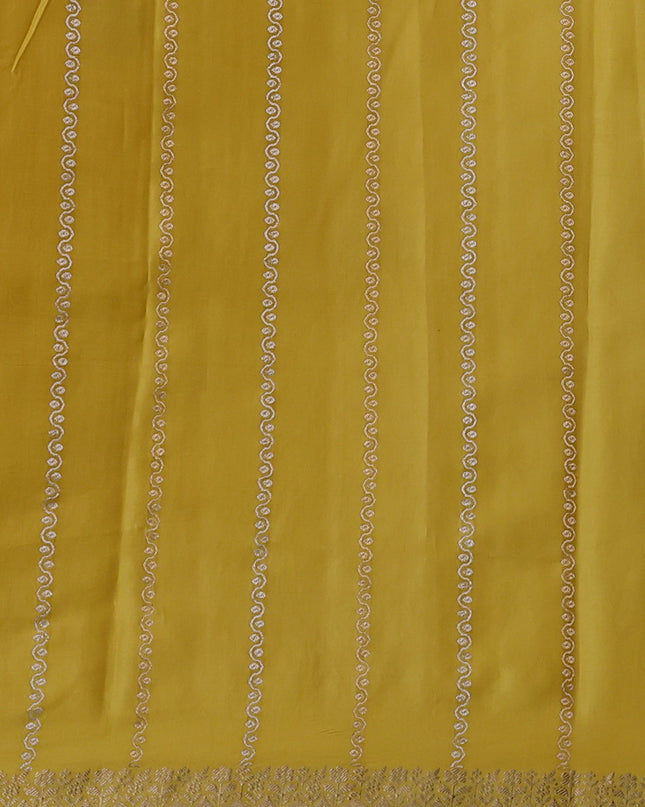 Yellow Banarasi Mushru Silk Saree